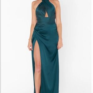 Show Me Your Mumu Adele Halter Dress (Teal)